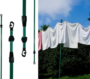 Trendi Galvanised Washing Line Prop, Extendable Outdoor Pole, Clothes Laundry Support, Telescopic 2.4M (4 x Galvanised Washing Lin