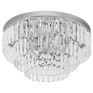 HOMCOM Round Crystal Ceiling Lamp 7 Lights Chandelier Mounted Fixture For Living Room Dining Room Hallway Modern