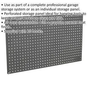 2 Pack Steel Pegboard Storage Panel with 10 Hooks - Ideal Garage Organizing Solution