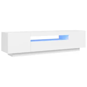 Berkfield TV Cabinet with LED Lights White 160x35x40 cm