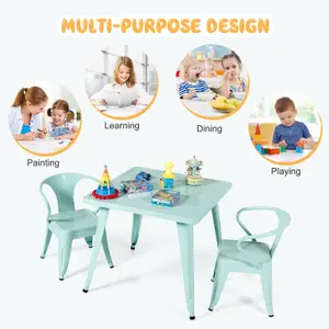 Costway Kids Table and Chairs Set Steel Children Activity Table with Stackable Chairs