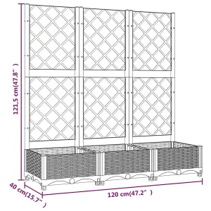 Berkfield Garden Planter with Trellis Dark Grey 120x40x121.5 cm PP