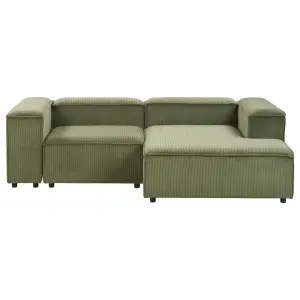 Left-Hand Corner Sofa with Ottoman ARDAL Green Corduroy Left Hand