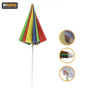 Garden Beach Patio Tilting Parasol - Multi-Coloured