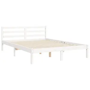 Berkfield Bed Frame with Headboard White 140x190 cm Solid Wood