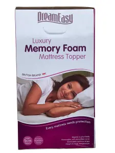 2" DreamEasy Single Bed Memory Foam Mattress Topper. With Removable Cover & Elasticated Corners