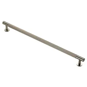 Lined Bar Door Pull Handle - 370mm x 13mm - 320mm Centres - Satin Nickel