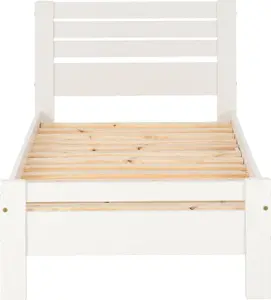 Toledo 3ft 90cm Single Bed Frame in White PINE and MDF