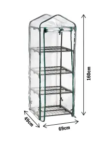 4 Tier Mini Greenhouse - 69 x 49 x 160 cm