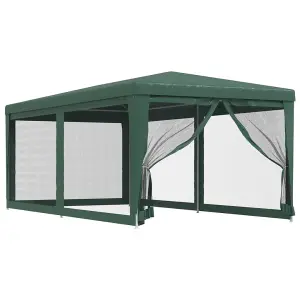 Berkfield Party Tent with 6 Mesh Sidewalls Green 3x6 m HDPE