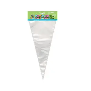 Unique Party Triangle Cone Gift Bags (Pack of 25) Clear (One Size)