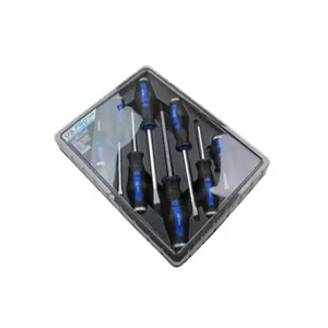 US PRO Tools 8pc Go-through Screwdrivers Set Pozidriv & Flat Head Screwdrivers 1619