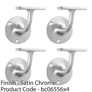 4 PACK - Lightweight Stair Handrail Bannister Bracket Arm - Satin Chrome 72mm Holder