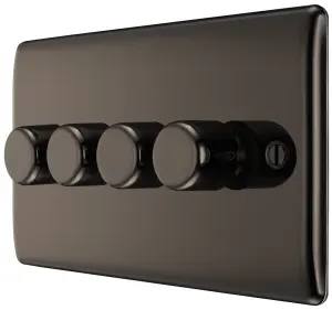 BG NBN84P Nexus Metal 4 Gang, 2 Way, 400W Dimmer Switches - Black Nickel