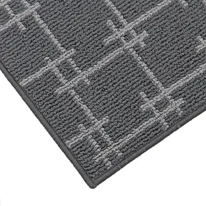 JVL Vector Machine Washable Latex Backed Doormat, 50x80cm, Grey