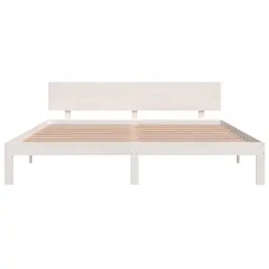 vidaXL Bed Frame White Solid Wood 180x200 cm Super King Size