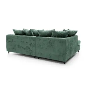 Harriet Crushed Chenille Left Facing Corner Sofa in Rifle Green