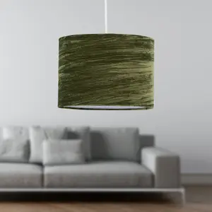 First Choice Lighting Set of 2 Green Crushed Velvet 30cm Pendant Lightshades