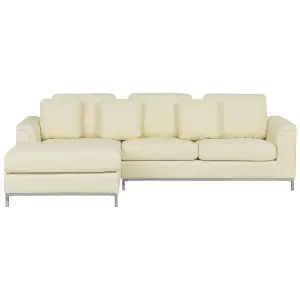 Right-Hand Corner Sofa OSLO Beige Leather Right Hand