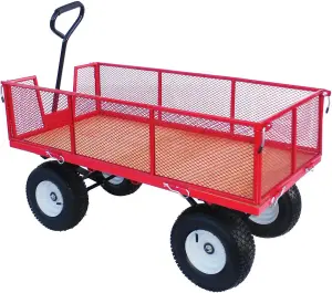 LiftMate Heavy Duty Garden Trolley Cart Wagon Truck with Folding Sides & Standard Plywood Deck, 350kg Capacity