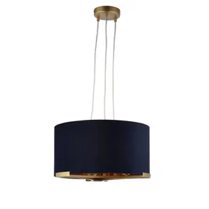 Eternal Contemporary Matt Navy Gold effect 3 Lamp Light pendant, (Dia)430mm