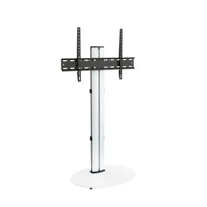 AVF Eno 60cm Pedestal TV Stand, for TVs 32-55" - Silver & White Glass