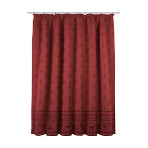 Larissa Synthetic Room Pencil Pleat Curtain, single Panel, opaque Red / 135 W x 145 D cm