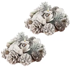 Set of 2 Wild Wonderland Single Table Centrepiece Christmas Decoration Candle Holder Tealight Holders