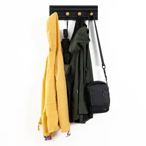 LIVIVO Wall Mounted Floating Coat Rack - Modern, Sleek, Space-Saving Clothes Hanger with 4 Hooks - Black & Gold