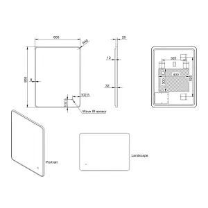 UK Home Living Avalon - PRICE REDUCED -Soft Square LED Mirror Brushed Brass Frame 600x800