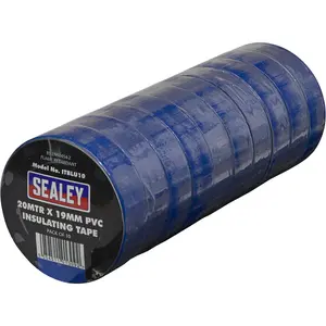 10x Blue PVC Insulation Tape - 19mm x 20m Self Extinguishing Electrical Wire