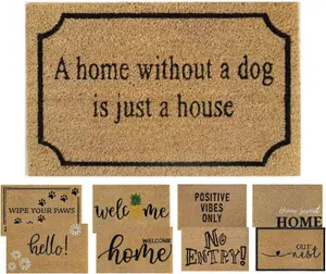 Coir Door Mat 60x40cm - Non-Slip Absorbent Indoor/Outdoor Eco-Friendly-Ideal for Door Entrance-Large Size Washable (WITHOUT A DOG)