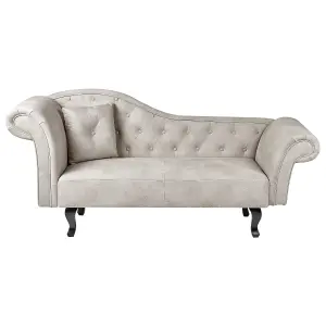 Left Hand Velvet Chaise Lounge Taupe LATTES II