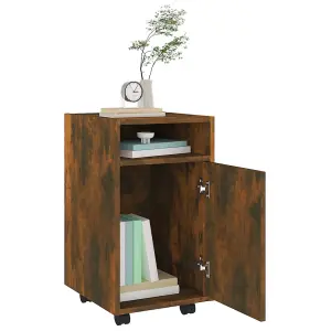 Berkfield Side Cabinet with Wheels Smoked Oak 33x38x60 cm Engineered Wood