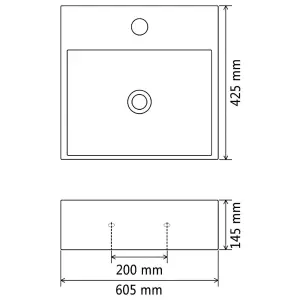 Berkfield Basin with Faucet Hole Ceramic White 60.5x42.5x14.5 cm