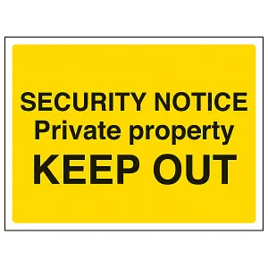 Security Notice Private Property Keep Out Adhesive Vinyl 400x300mm (x3)