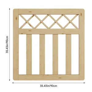 Wood Colour Outdoor Cross Top Wooden Garden Gate Pedestrian Fence Yard Door with Accessory Kit,90cm x 90cm