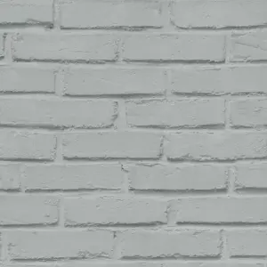 GoodHome Luynes Light grey Brick Textured Wallpaper Sample