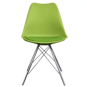 Soho Green Plastic Dining Chair with Chrome Metal Legs