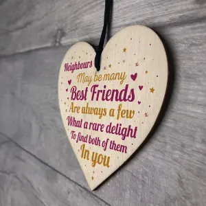 Red Ocean Neighbour Friendship Gift Handmade Wooden Heart Best Friend Plaque Sign Thank You Gifts