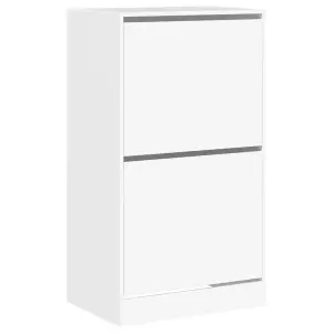 Shoe Cabinet with 2 Flip-Drawers White 60x42x108 cm