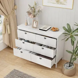 COSTWAY 6-Drawer Chest of Drawers 3-tier Wooden Sideboard Cabinet White