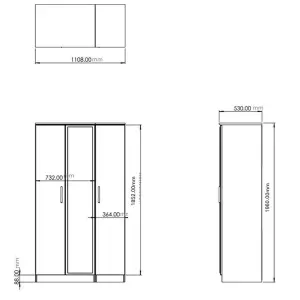 Nashville Ready assembled Contemporary White Tall Triple Wardrobe (H)1960mm (W)1108mm (D)530mm