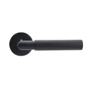 Sandleford Savona  Door Handle Lever On Rose Set - Matt Black Stainless Steel