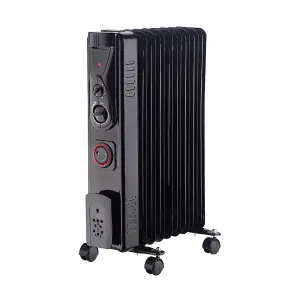 Right Radiators Oil Filled Radiator 9 Fin 2000W Electric Heaters with 24 Hour Timer Thermostat Black