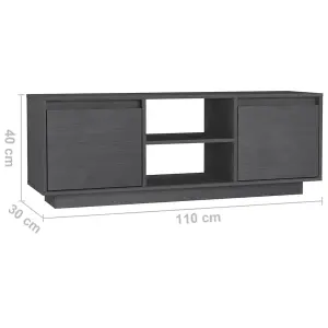 vidaXL TV Cabinet Grey 110x30x40 cm Solid Pinewood