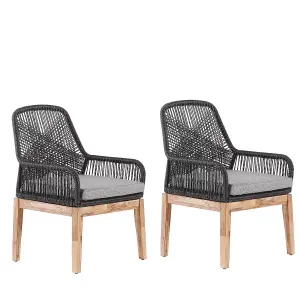 Set of 2 Garden Chairs with Cushions OLBIA Synthetic Material Black