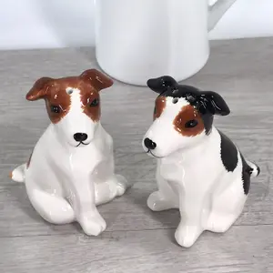 Jack Russell Terrier ceramic Salt and Pepper shaker set novelty Dog lover gift