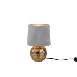 Luminosa Sophia Modern Table Lamp with Round Tapered Shade Gold Grey Shade - UK Stock