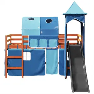 Berkfield Kids' Loft Bed with Tower Blue 80x200 cm Solid Wood Pine